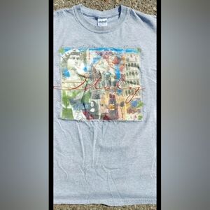 Y2K 2000s Italy Tourist Mona Lisa Gildan Heavy Cotton T-Shirt Size (M)